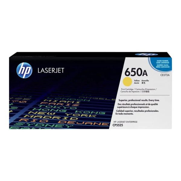 HP 650A Yellow Original LaserJet Toner Cartridge, CE272A