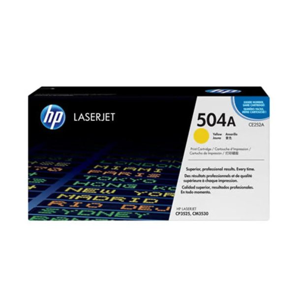 HP 504A Yellow Original LaserJet Toner Cartridge, CE252A