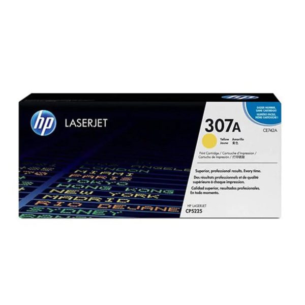 HP 307A Yellow Original LaserJet Toner Cartridge, CE742A
