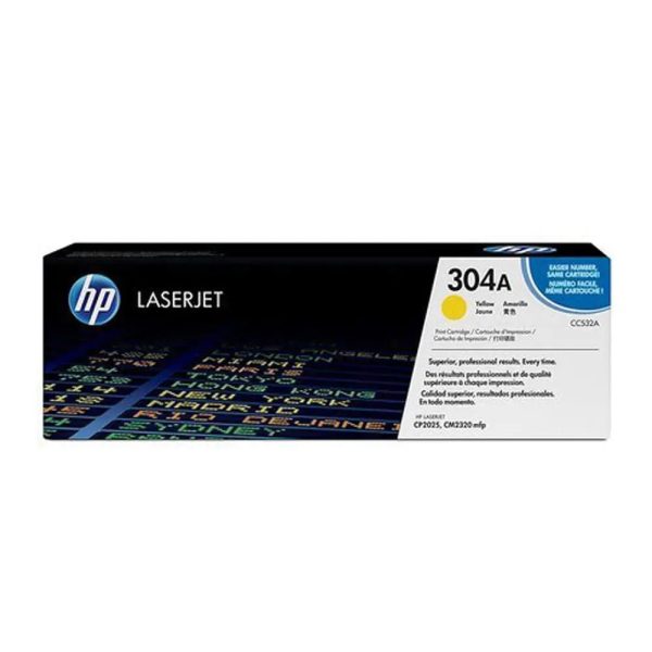 HP 304A Yellow Original LaserJet Toner Cartridge, CC532A