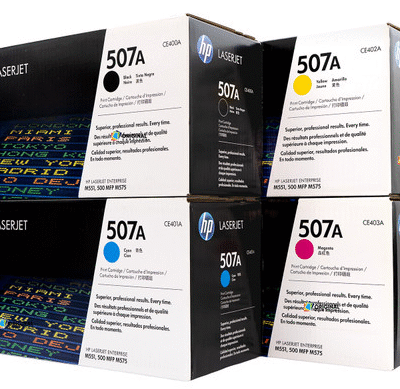 Original HP 507A LaserJet Toner Set (CE400A, CE401A, CE402A, CE403A) - Full Sat  Yellow Magenta Cyan Black