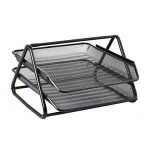 6482 Metal Mesh Document Tray 2 Tier Black 1 2000x